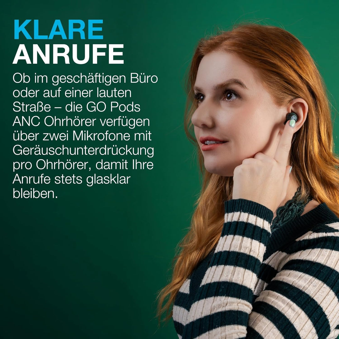 JLab Go Pods ANC In-Ear Kopfhörer Bluetooth mit Noise Cancelling - Kabellose Earbuds mit 26+ Std. -
