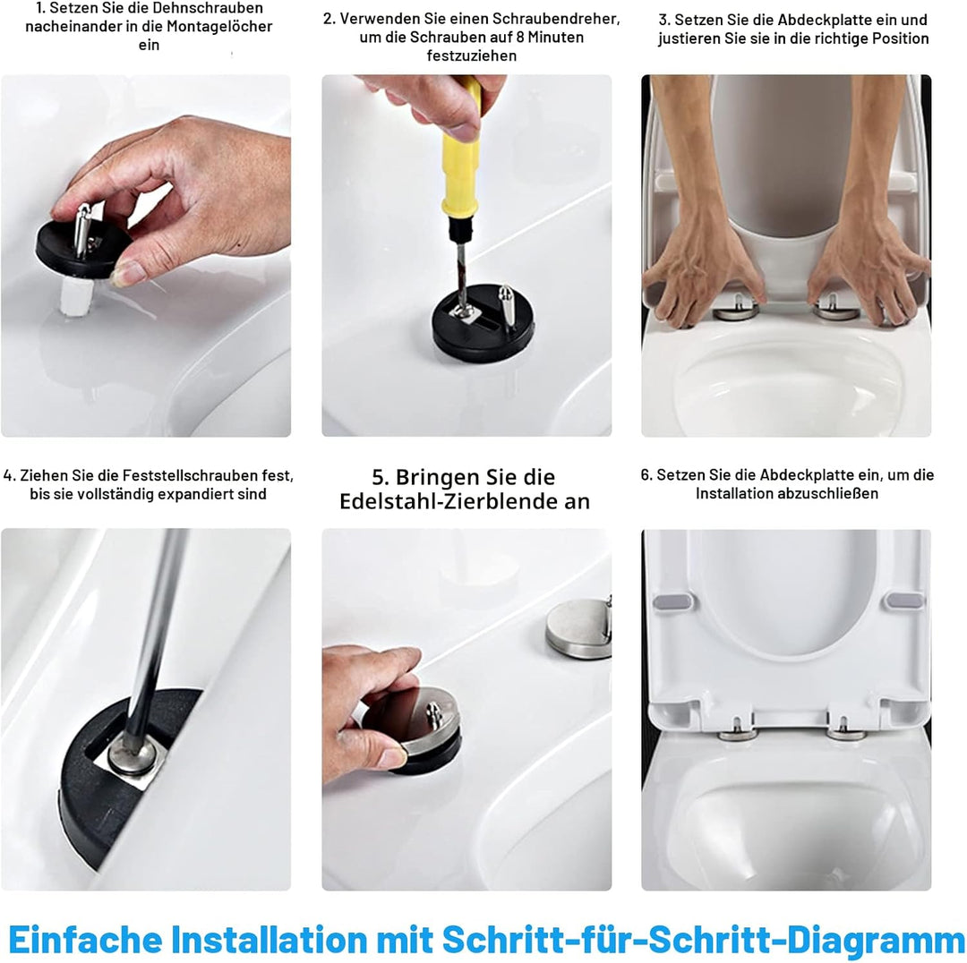 KEESIN Toilettendeckel,WC Sitz mit Absenkautomatik Toilettendeckel Klodeckel Klobrille mit Quick-Rel
