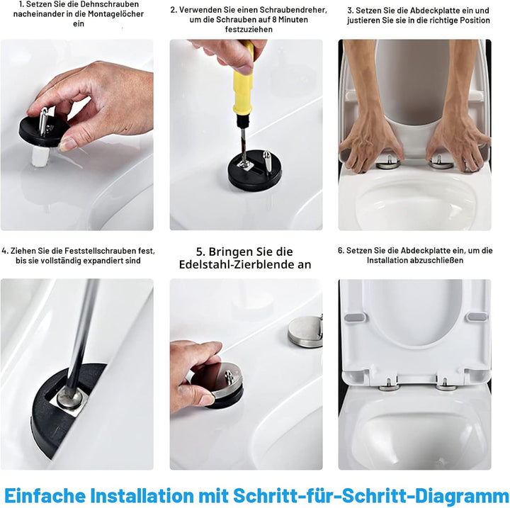 KEESIN Toilettendeckel,WC Sitz mit Absenkautomatik Toilettendeckel Klodeckel Klobrille mit Quick-Rel