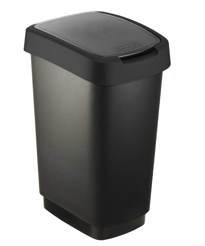 Rotho Salsa Mülleimer 25l mit Deckel, Kunststoff (PP) BPA-frei, schwarz recycelt, 25l (33.3 x 25.2 x