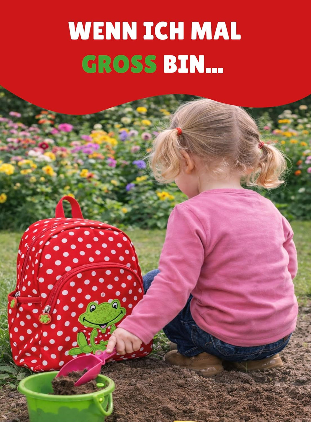 Spiegelburg Kindergarten Rucksack Set 4tlg. mit Turnbeutel, Brotdose und Trinkflasche Fröhliche Tupf
