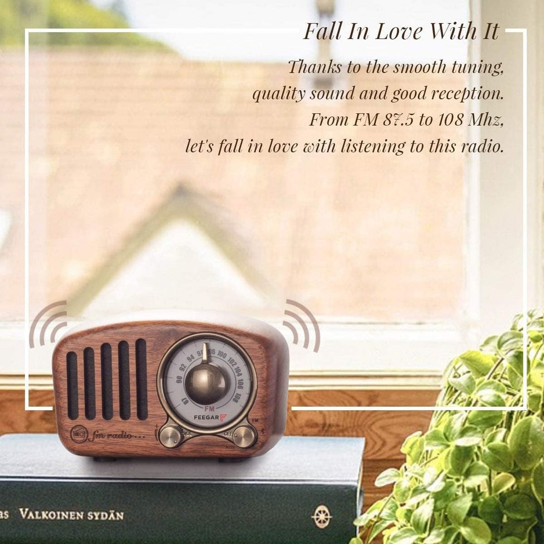 Radio Feegar Retro Bluetooth Lautsprecher,Vintage FM Radio mit altmodischem klassischem Stil,Starke