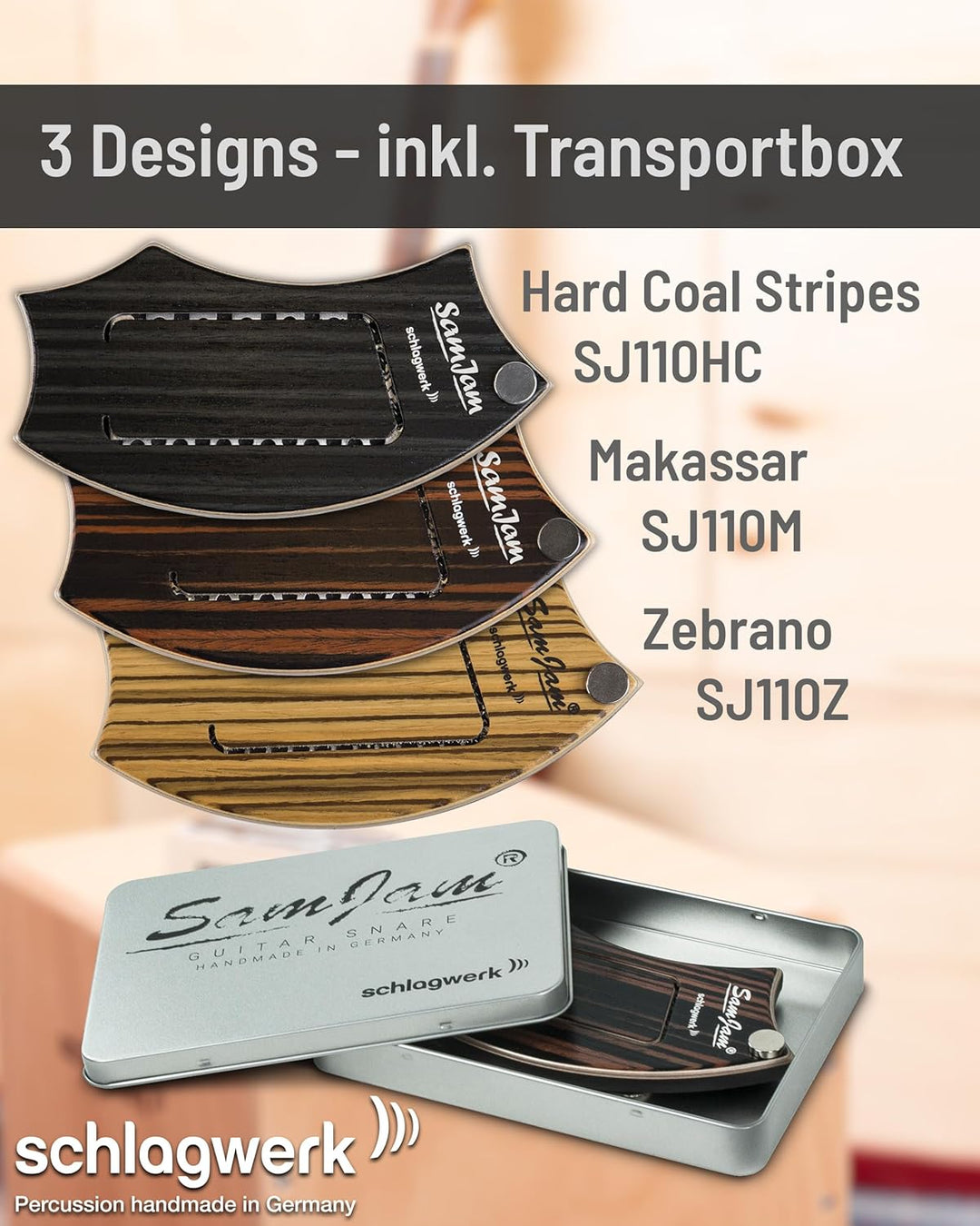 Schlagwerk, SamJam Snare für Gitarre Steinkohlenstreifen, Steinkohlenstreifen
