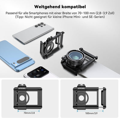 APEXEL 10X-20X HD-Zoom-Makroobjektiv mit universellem Handy-Clip, Smartphone-Macro Lens, Handy Objek