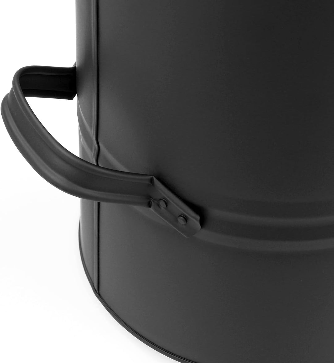 Raik Kohlekorb Heinz aus Stahl grau Pellets- und Kohleeimer mit Schüttrand Brennstoffkorb für Kamin