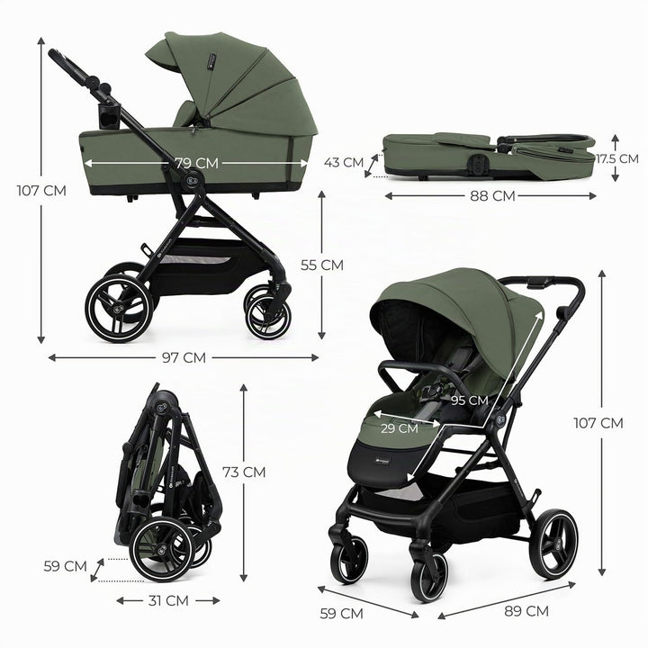 Kinderkraft YOXI 2-in-1 Kinderwagen, buggy von Geburt bis 22 kg, Einfach Zusammenklappe, grosses Ver