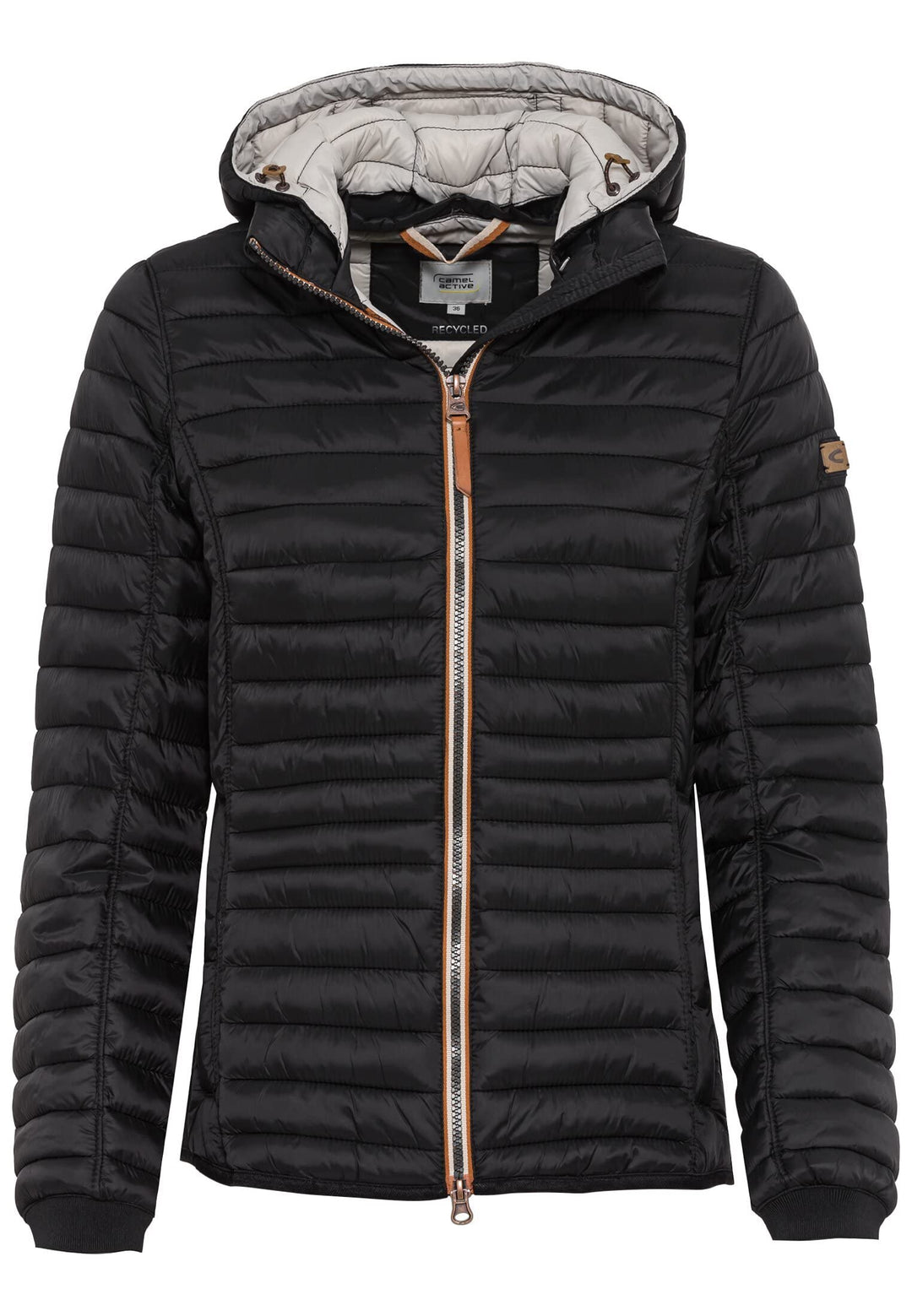 camel active Damen leichte Steppjacke mit abnehmbarer Kapuze 36 Blouson Schwarz, 36 Blouson Schwarz