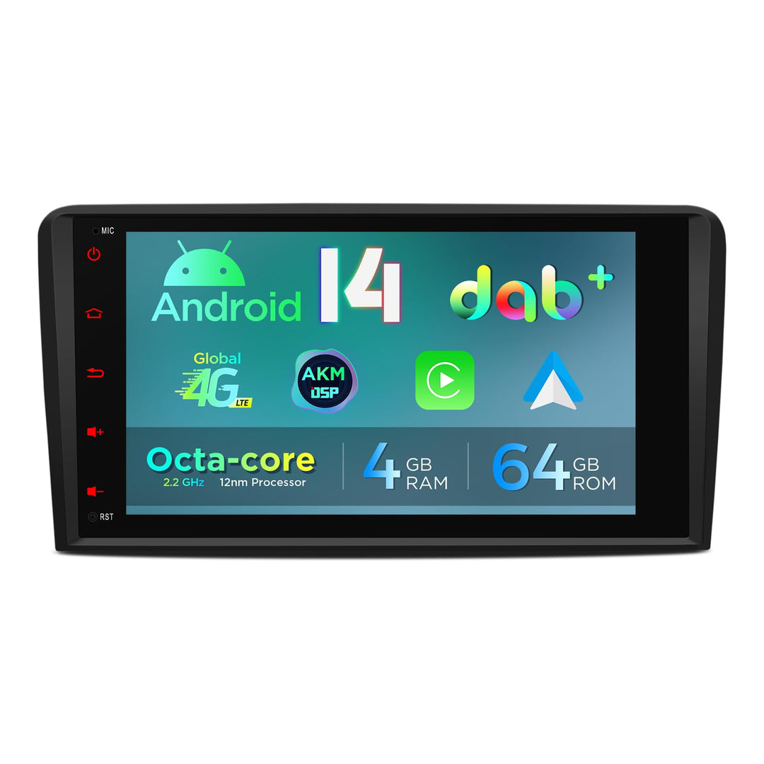 XTRONS 8" Autoradio für Audi A3 8P S3 RS3 Eingebautes DAB Plus Android 14 | Octa Core 4+64GB Autorad