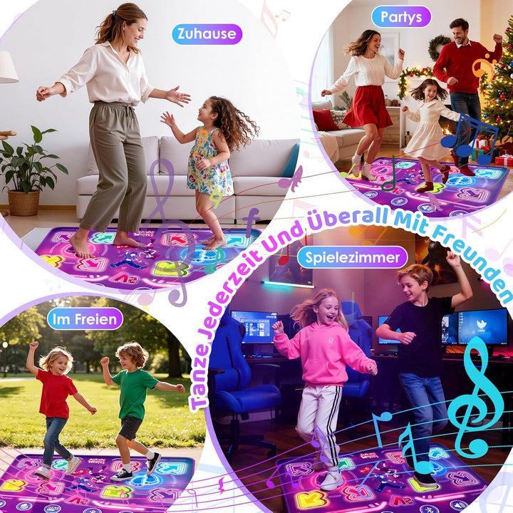 GuKKK Tanzmatte für Kinder, 2-Spieler & Wiederaufladbar Leucht Tanzmatte mit 8 LED-Lichtern&Bluetoot