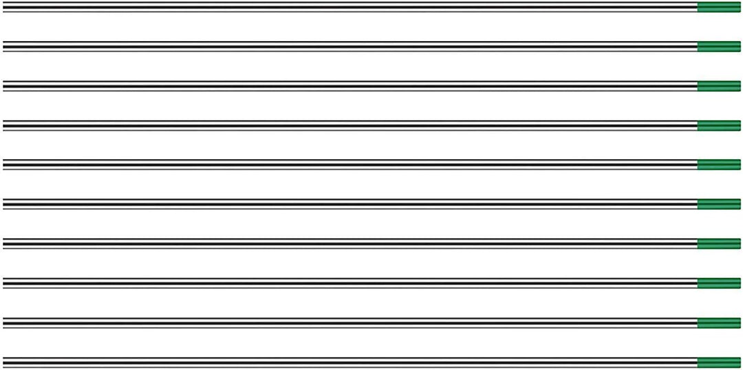 TEN-HIGH WIG Wolfram Elektrode WP 1,6 x 150 mm 10x Wolframnadeln für WIG Schweissen, Grün, 1,6 x 150