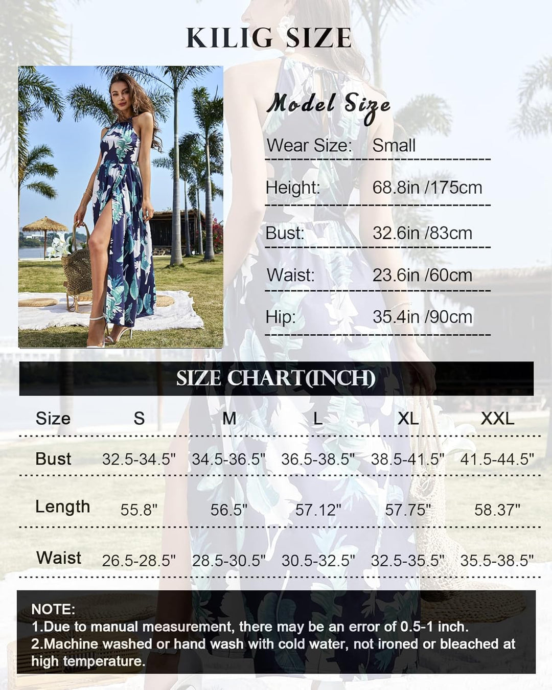 KILIG Damen Sommerkleid Lang Elegant Sommer Neckholder Kleid Hochzeitsgast Maxikleid Partykleid Schl