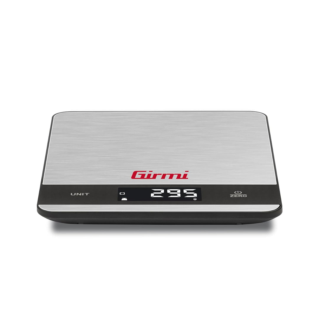 Girmi PS05 Elektronische Küchenwaage, 1 g/5 kg, Platte aus Edelstahl, Display mit hoher Helligkeit,