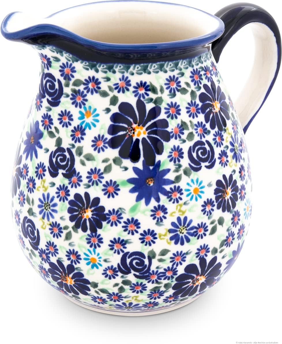 Bunzlauer Keramik Krug bauchig gross 2 Liter Ø21,0cm, H=19,5cm, Dekor DU126