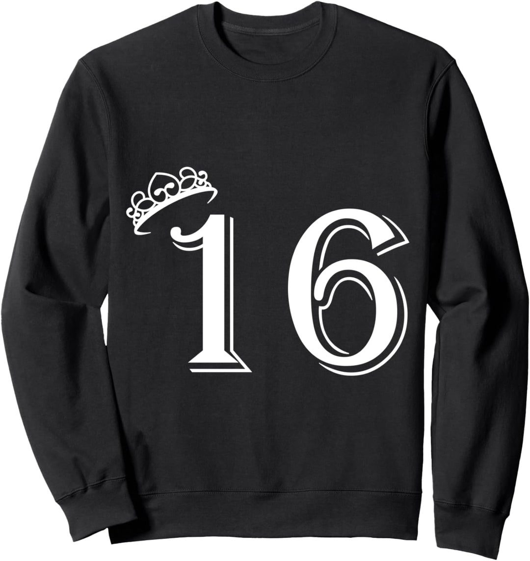 16. Geburtstag Jungs Mädchen Teenager Vintage Zahl mit Krone Sweatshirt