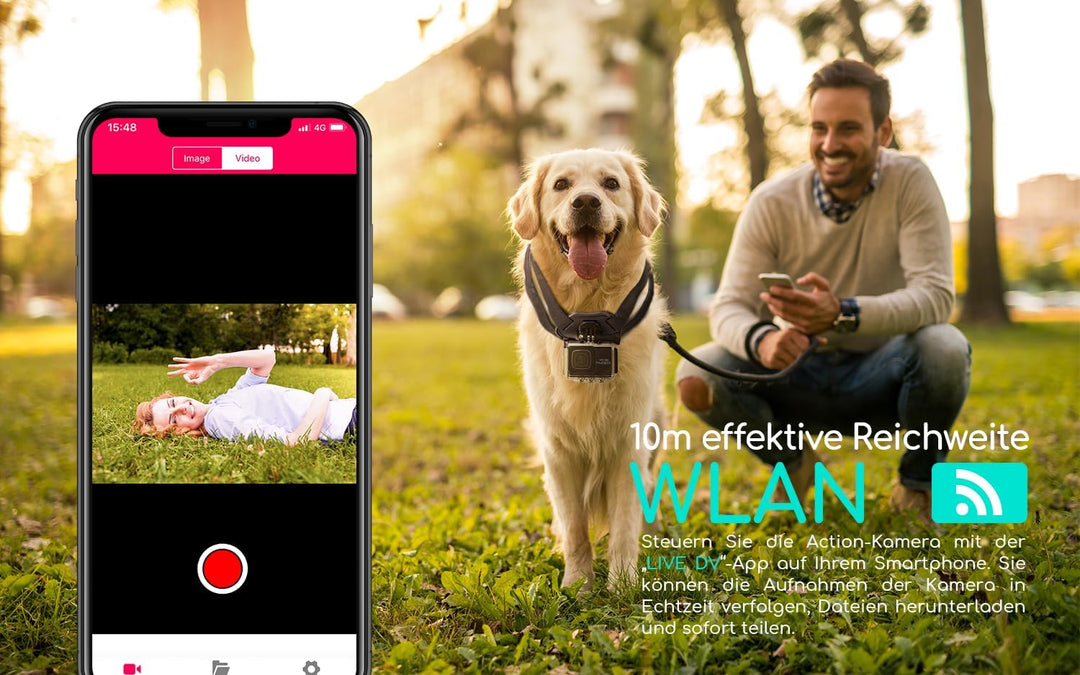 COOAU Action Cam HD 4K 64MP WiFi EIS Stabilisierung mit externem Mikrofon Unterwasserkamera 40M mit