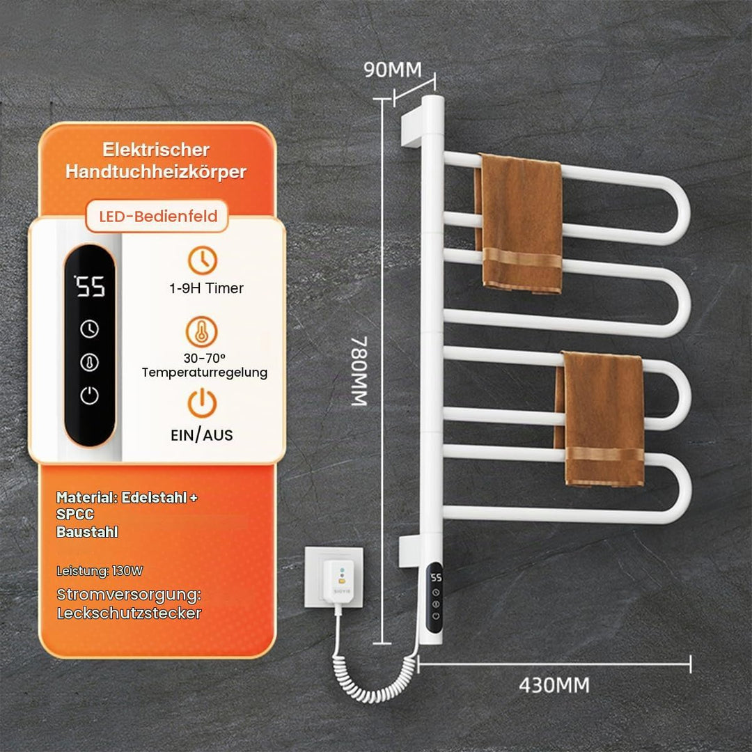 180°Drehung Handtuchheizkörper Elektrisch Bad Handtuchtrockner Elektrisch Handtuchwärmer Elektrisch