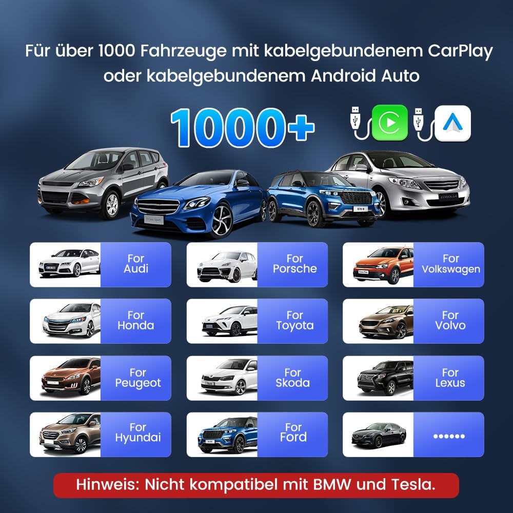 Carlinkit 5.0 2air CarPlay Wireless und Android Auto Wireless 2 in 1 Adapter,Automatische Verbindung