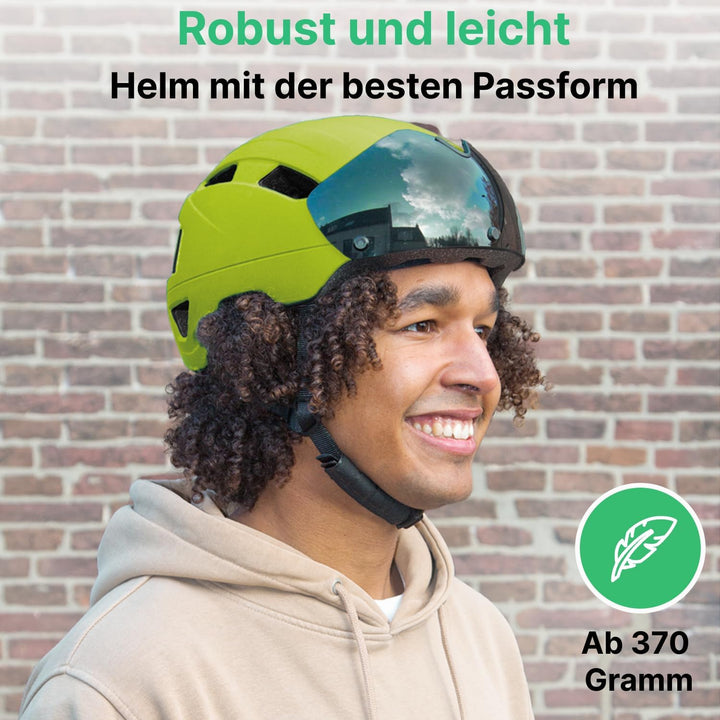 GOOFF Pilot S-Pedelec Helm - Schutz für schnelle E-Bike Fahrten – Fahrradhelm mit Visier und Licht –