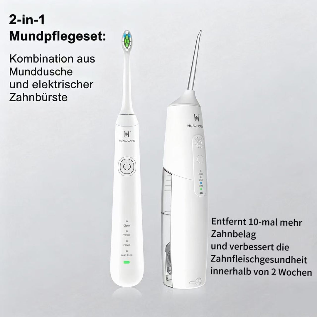 2-1 Mundreinigungsset, Wasser-Zahnseide und elektrische Zahnbürste (Weiss), Weiß