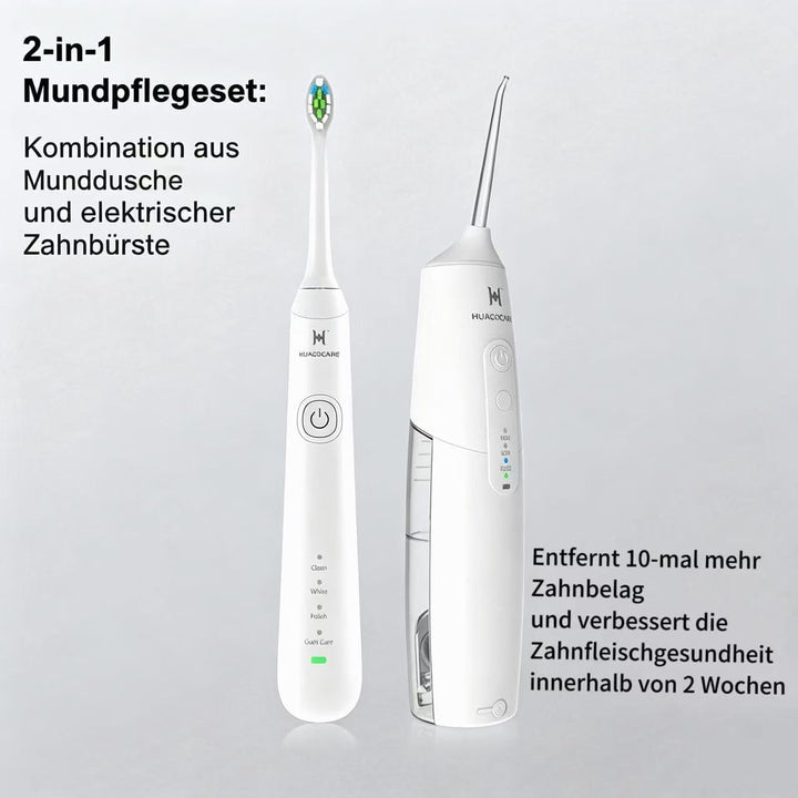 2-1 Mundreinigungsset, Wasser-Zahnseide und elektrische Zahnbürste (Weiss), Weiß