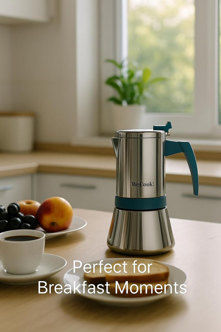 WECOOK! Espressokocher aus Edelstahl 18/10 für Induktion 4 Tassen – Moka/Espresso – ergonomischer So