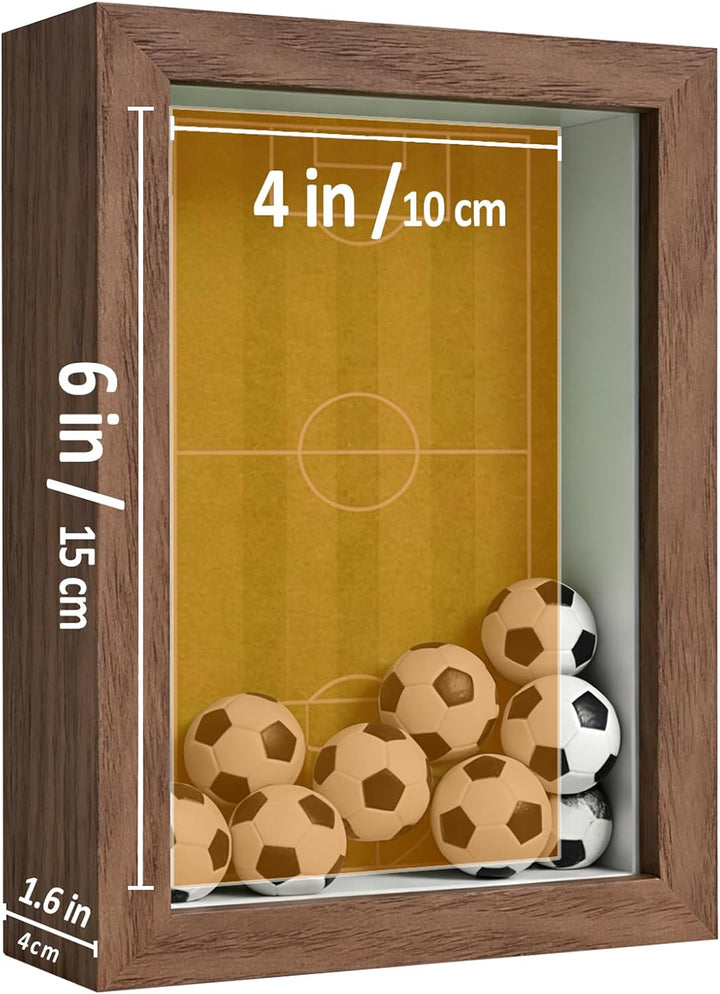 3D Bilderrahmen zum Befüllen，Klarglas 3D Fussballplatz Silhouette Box 15 x 10 cm tiefer Bilderrahmen