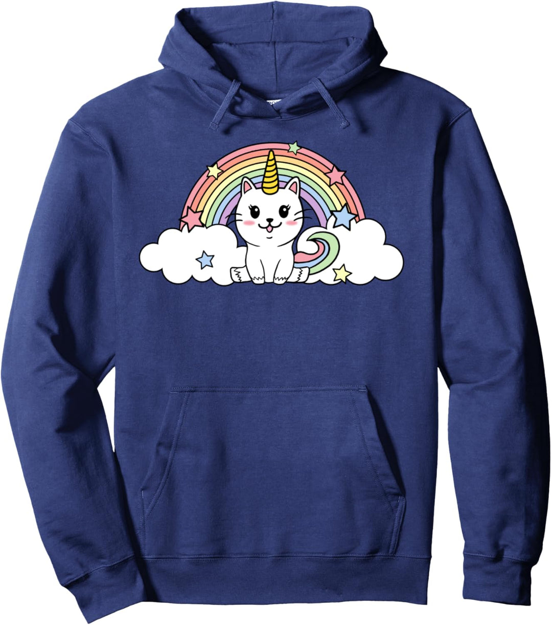 Caticorn Rainbow Portrait Pullover Hoodie