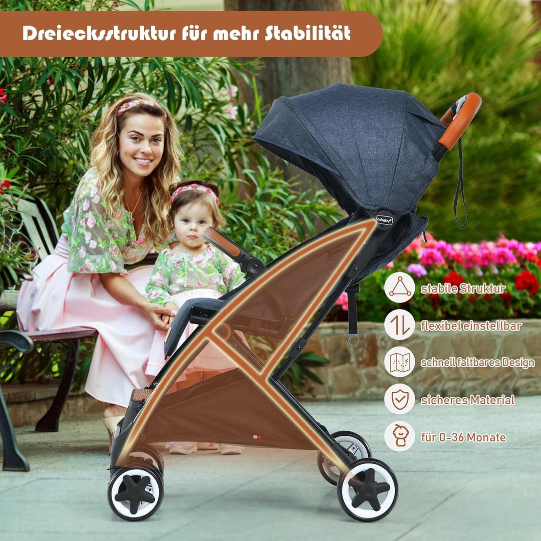 DREAMADE Kinderbuggy Klappbar mit Liegefunktion, Faltbar Buggy mit 5-Punkt-Sicherheitsgurt & Aufbewa