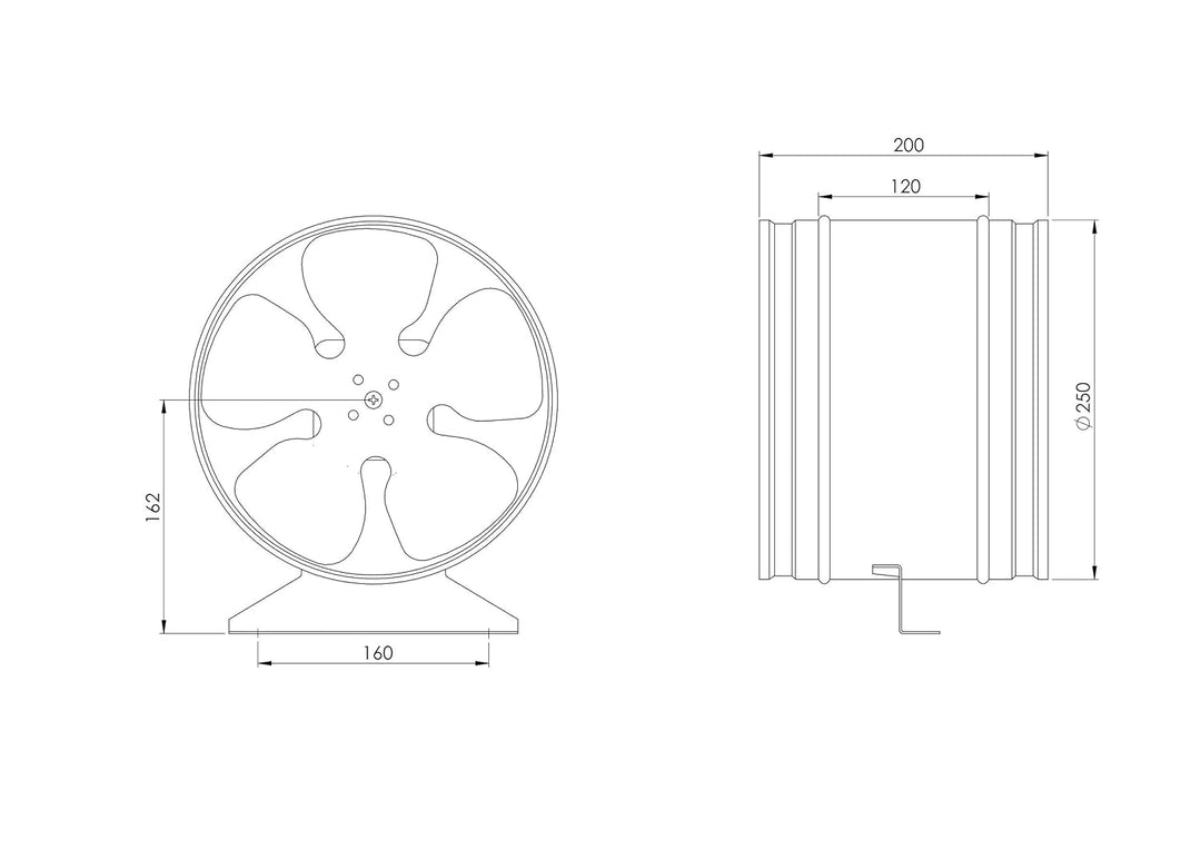 EUROPLAST Ø 250mm Axial Rohrlüfter Rohrventilator Axiallüfter Wickelfalzrohr Zuluft - Abluft Lüfter