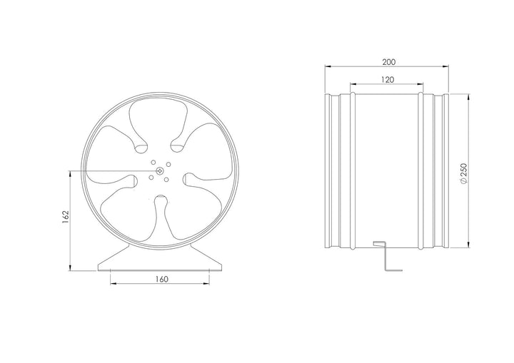 EUROPLAST Ø 250mm Axial Rohrlüfter Rohrventilator Axiallüfter Wickelfalzrohr Zuluft - Abluft Lüfter