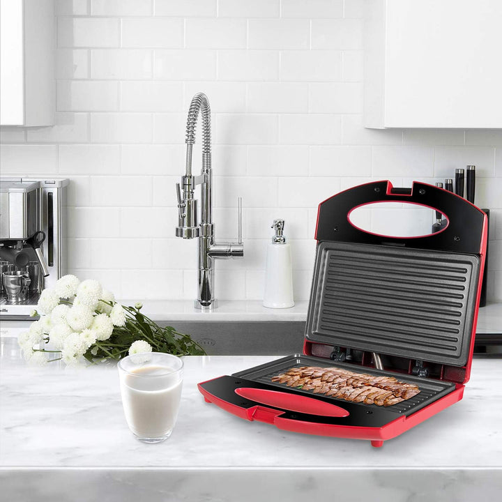 Gotoll Sandwichmaker, Sandwich- & Paninitoaster, Kontaktgrill mit rutschfesten Füssen, Toastplatte f