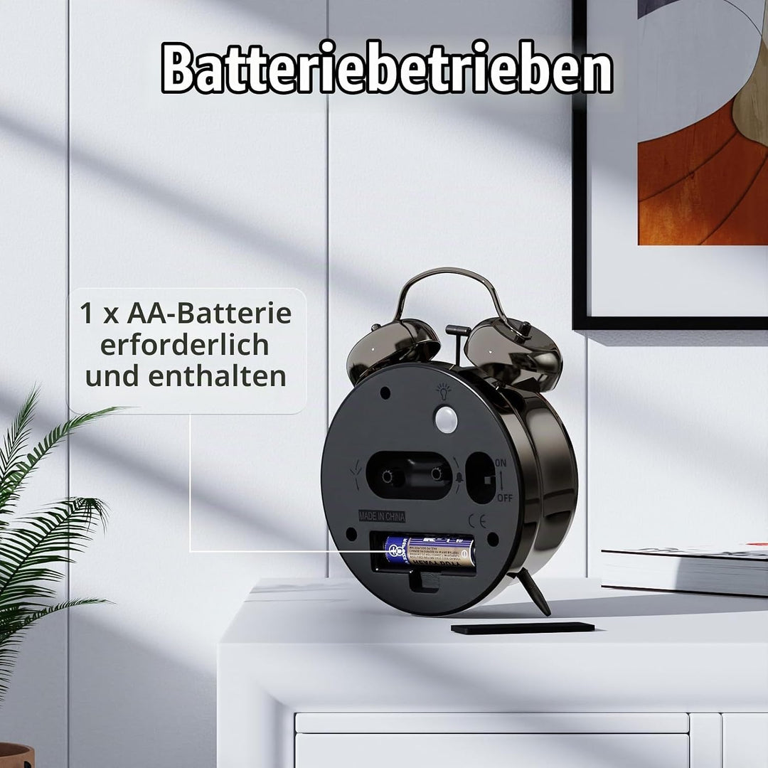 CHEREEKI Wecker Analog Retro mit Hintergrundbeleuchtung und Leuchtzifferblatt Wecker Laut für Tiefsc