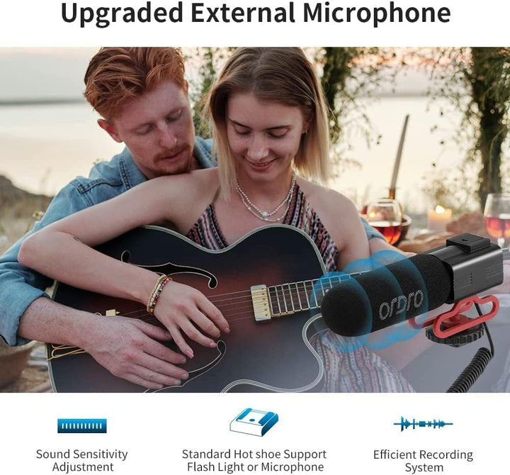 ORDRO Videokamera 4K Camcorder WiFi Ultra HD Vlog Kamera für YouTube, IR Nachtsicht Video Recorder m