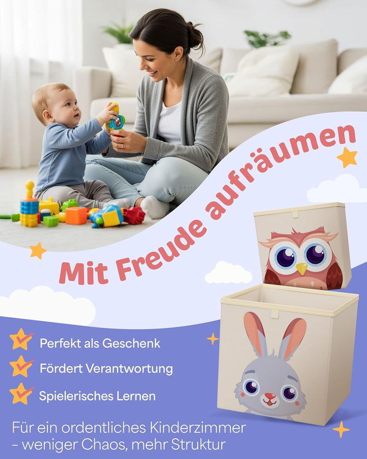 Aufbewahrungsbox Kinderzimmer 4er Set – Kallax Boxen Kinder, praktische Organizer Kinderzimmer, Spie