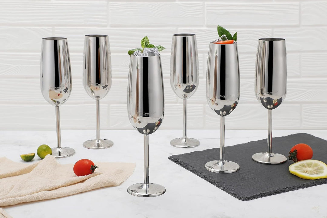 ECHTWERK Sektglas, Champagnerglas, Sektkelche aus Edelstahl, Unzerbrechliche Gläser, Partygläser für