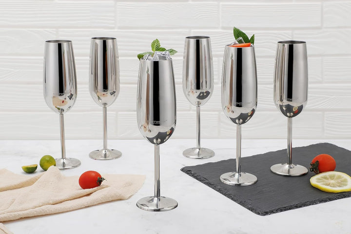 ECHTWERK Sektglas, Champagnerglas, Sektkelche aus Edelstahl, Unzerbrechliche Gläser, Partygläser für