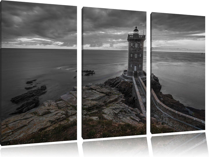 Pixxprint Leuchtturm im Sonnenuntergang als Leinwandbild/Grösse: 3 Teilig (120x80) cm/Wandbild/Kunst