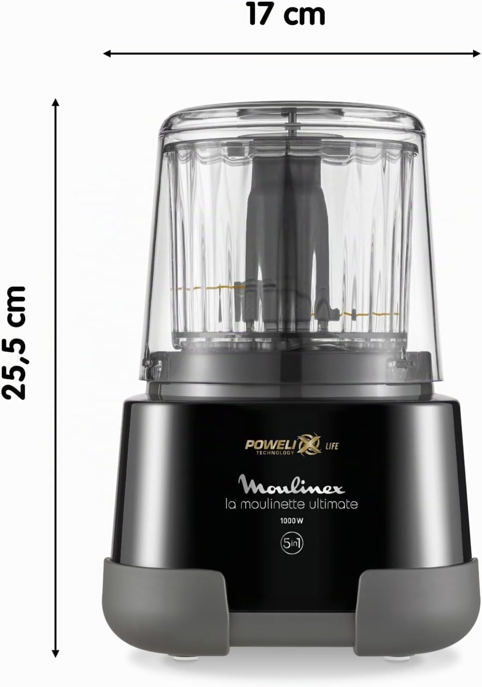 Moulinex La Moulinette Ultimate, Elektrischer Zerkleinerer, 350 g bzw. 550 ml Fassungsvermögen, 5 Fu