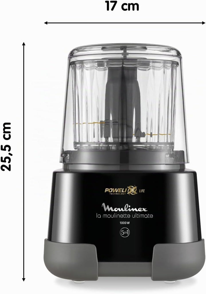 Moulinex La Moulinette Ultimate, Elektrischer Zerkleinerer, 350 g bzw. 550 ml Fassungsvermögen, 5 Fu
