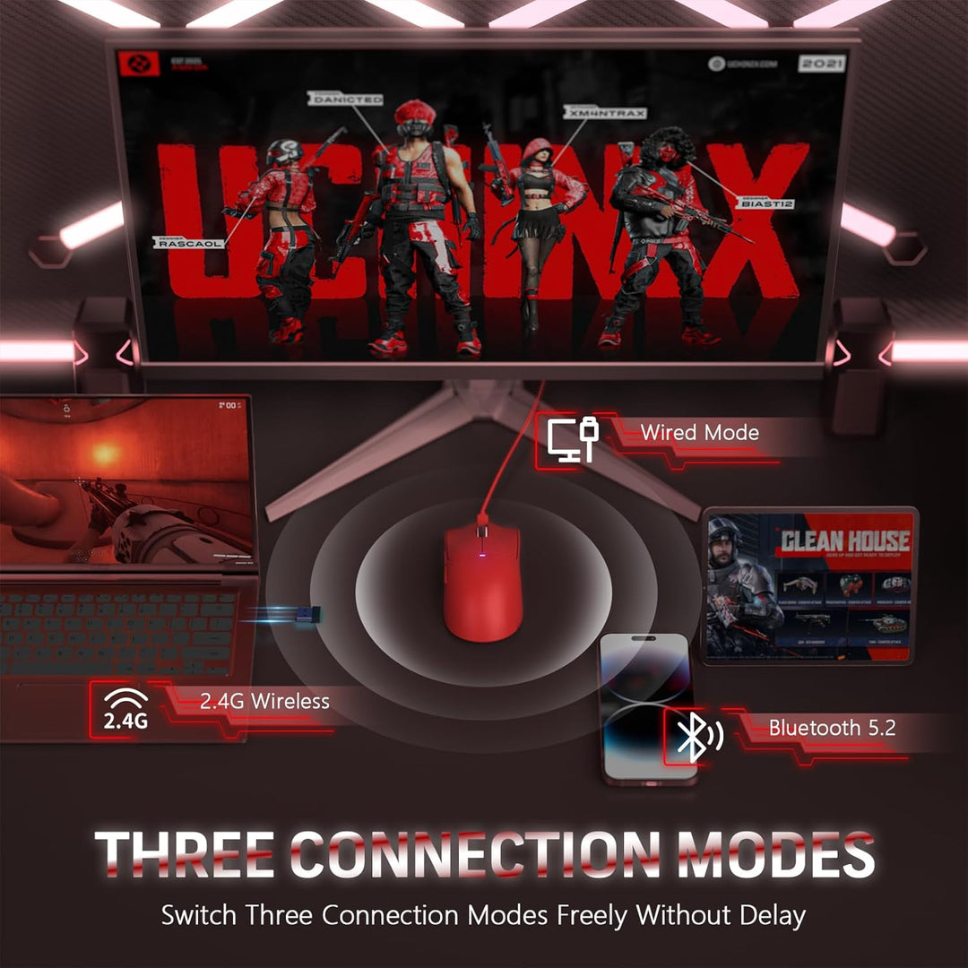 LexonElec x Attack Shark X11 Kabellose Gaming-Maus mit RGB Magnetische Ladestation, PixArt PAW3311-S