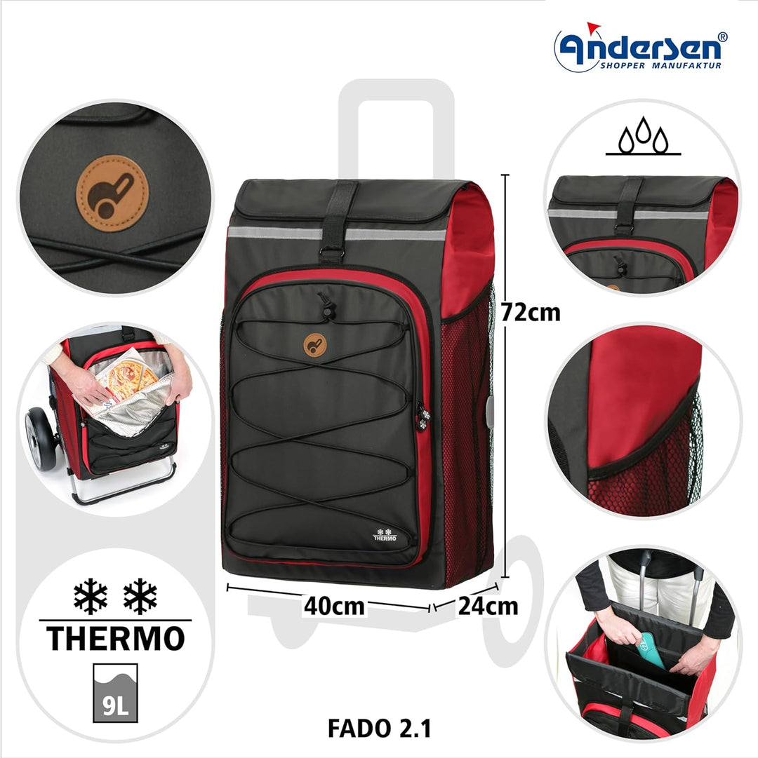 ANDERSEN Einkaufstrolley - Royal Shopper Plus Fado 2.1 rot 74 L Einkaufswagen, Freizeit, Thermo, XXL