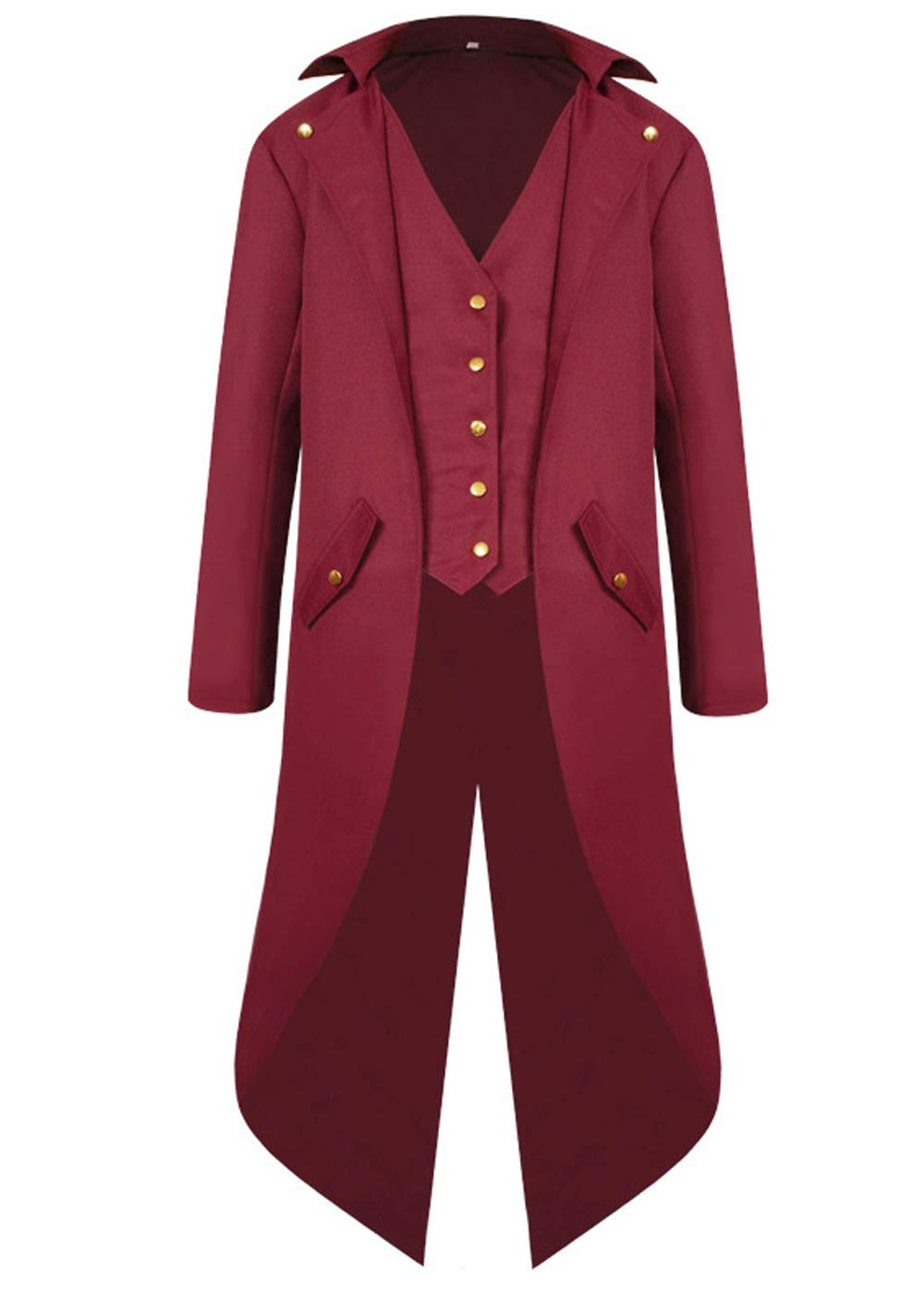 Halloween Mittelalter Viktorianische Jacke Kostüme für Männer, Steampunk Gothic Frack Mantel Uniform