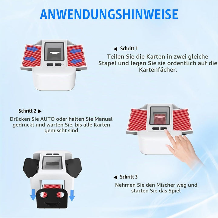 M3 Wiederaufladbar Automatischer Kartenmischer 1-2 Deck, Geräuscharm Elektrische Shuffling-Maschine
