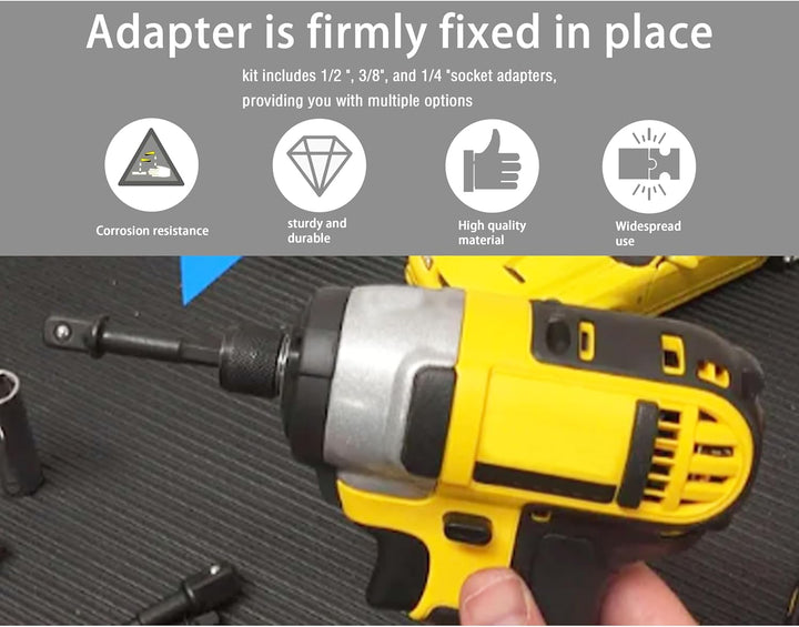 DW2542IR für DeWalt Stecknuss-Adapter, Schlaggrad-Sechskantschaft, 1/4-3/8-Zoll-Antriebs-Bohrer-Stec