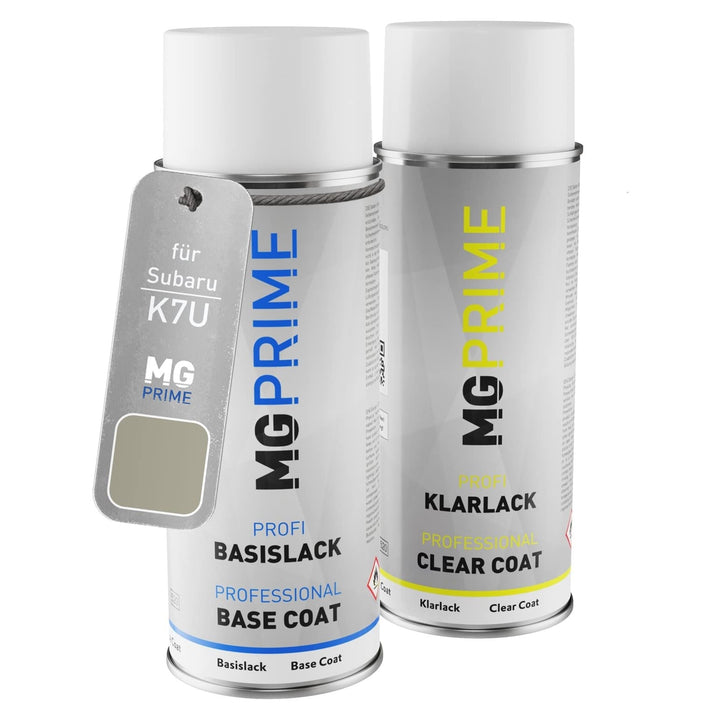 MG PRIME Autolack Sprühdosen Set für Subaru K7U Tungsten Metallic Basislack Klarlack Spraydose 400ml