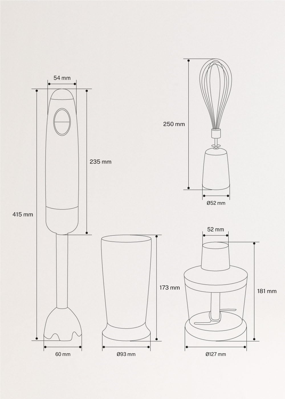 CREATE/FULLMIX RETRO/Stabmixer in Pastellgrün/Mixer und Pürierstab, 6 Geschwindigkeiten, 15000U, 500