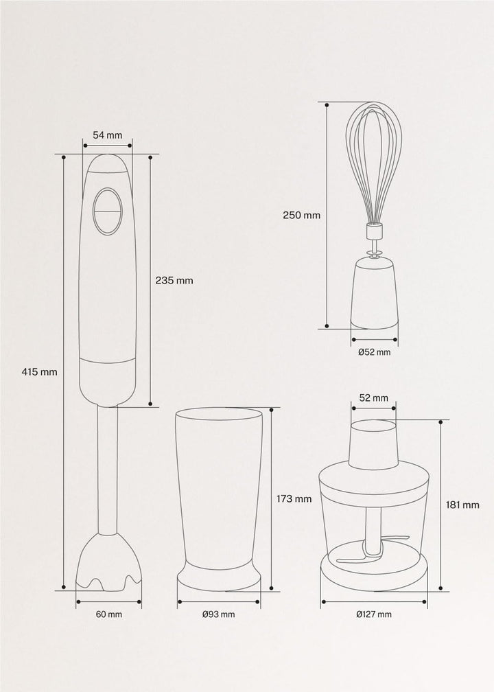 CREATE/FULLMIX RETRO/Stabmixer in Pastellgrün/Mixer und Pürierstab, 6 Geschwindigkeiten, 15000U, 500