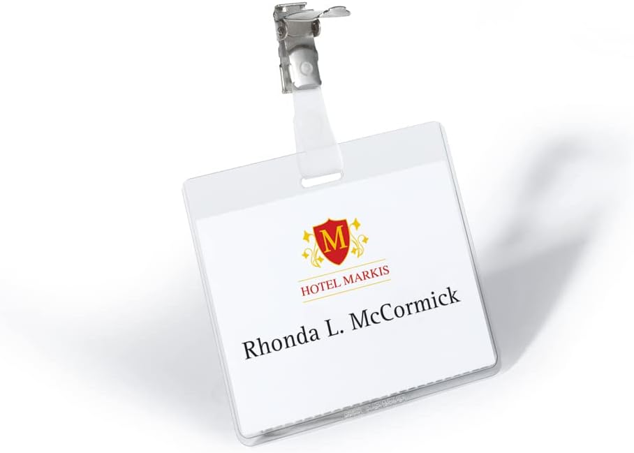 Durable Namensschild (mit Clip, 60 x 90 mm, Kunststoff) Packung à 25 Stück, transparent, 800319 60 x