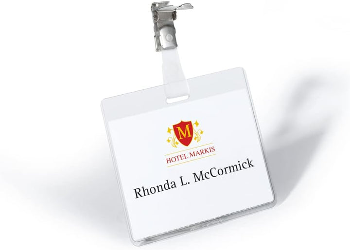 Durable Namensschild (mit Clip, 60 x 90 mm, Kunststoff) Packung à 25 Stück, transparent, 800319 60 x