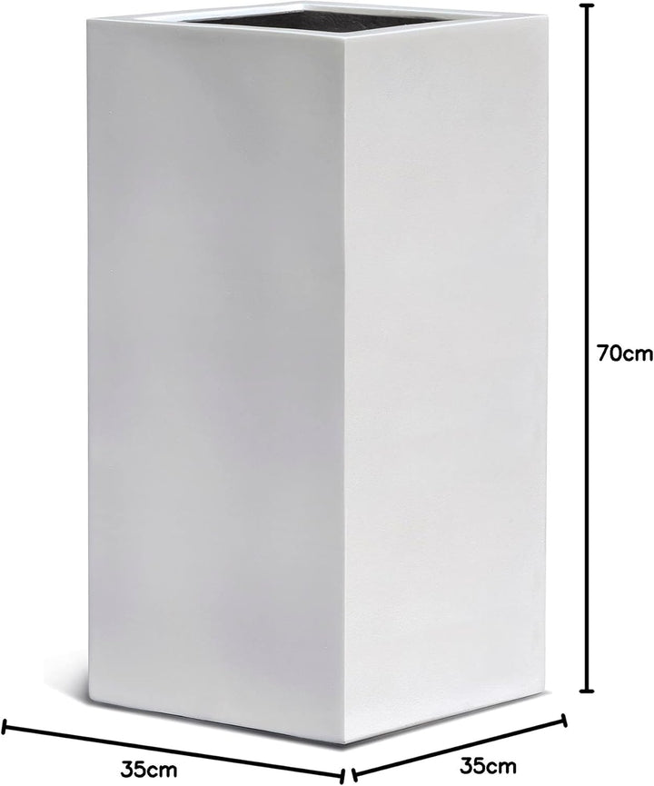 ESCHBACH® Pflanzkübel HIGH Cube 35 Weiss Quadratisch * 35 x 35 x 70 cm * 10 Jahre Garantie 35x35x70,